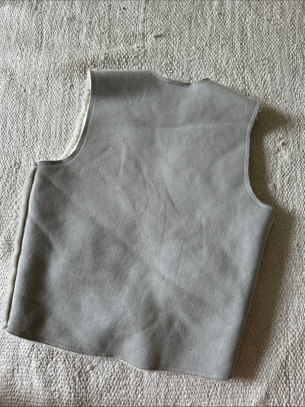 Egg by Susan Lazar Suede & Fur Shearling Vest in Light Gray and Ivory 3 years